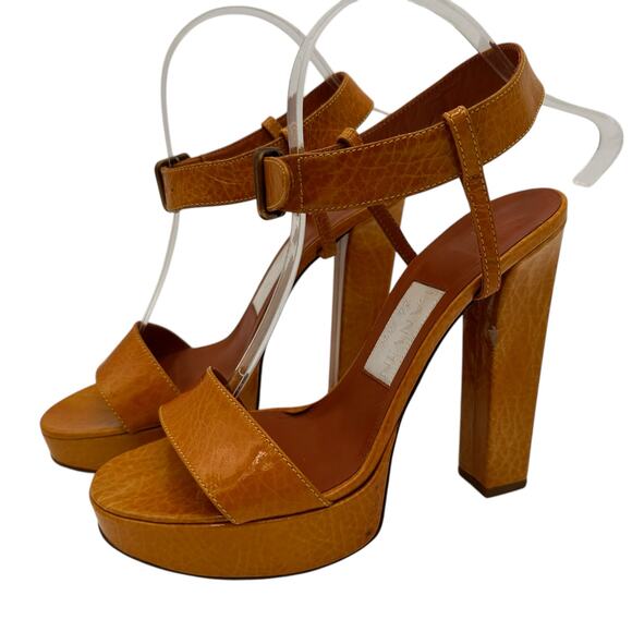 Lanvin Paris Leather Platform Ankle Strap Heels Size 39 / 7 - Picture 6 of 12